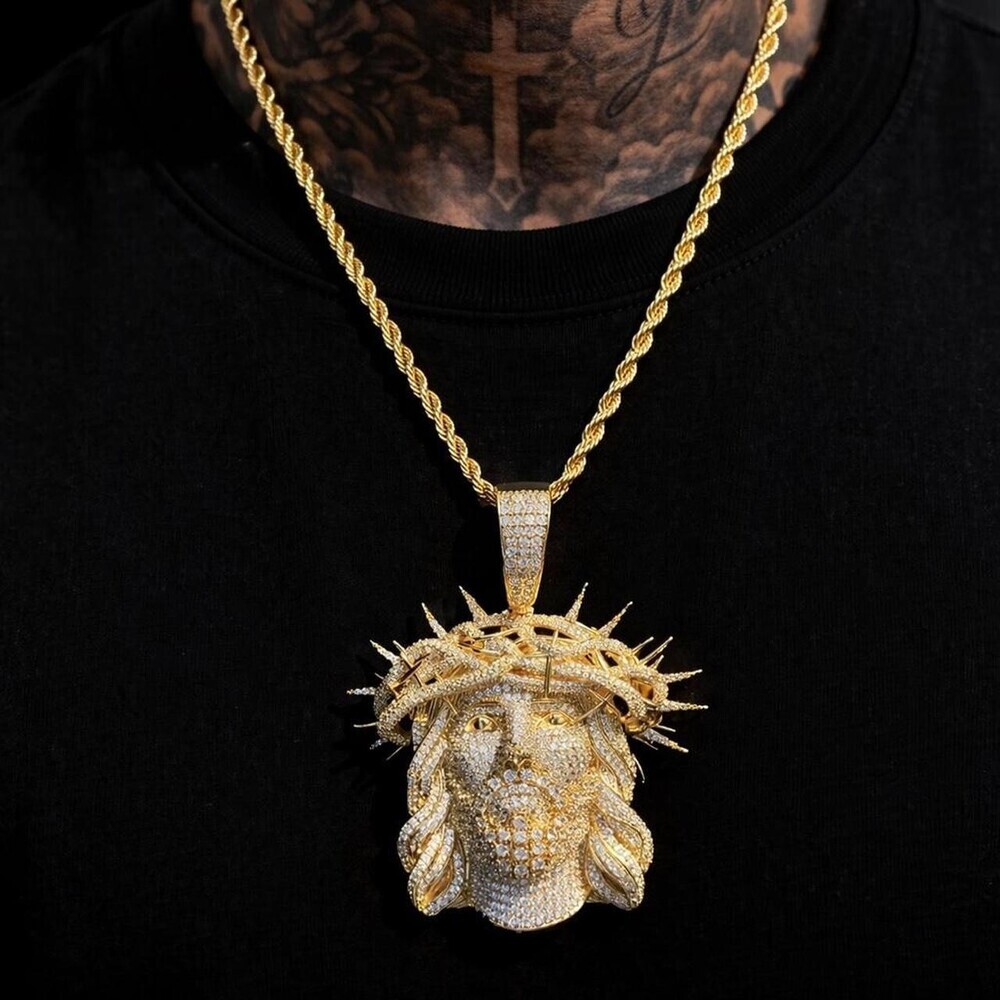 Silver Iced Out Jesus Piece 24inch